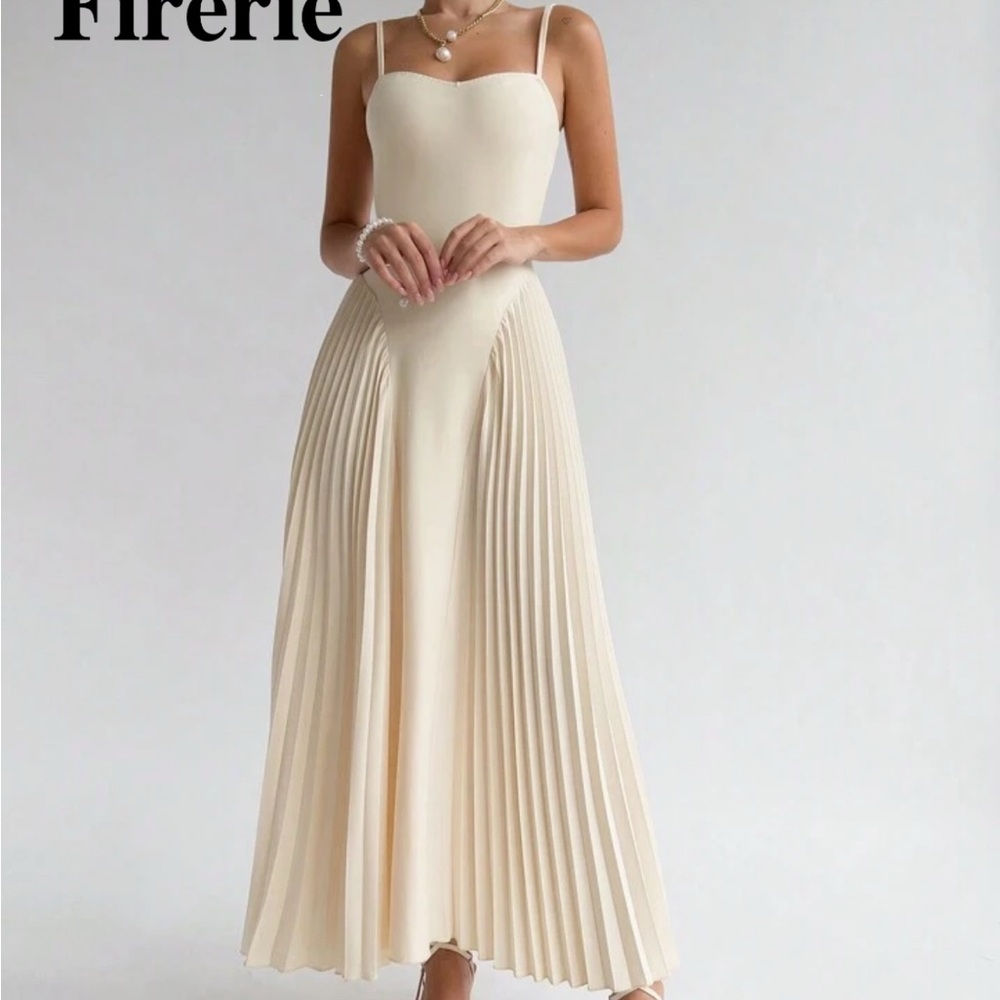 SHEIN Firerie Apricot Midi Dress with Pleats